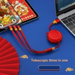 K042 1.2m 3A 3 in 1 USB to 8 Pin + USB-C / Type-C + Micro USB Bull Head Retractable Data Cable - Image 10