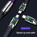 K051 1.2m 3 in 1 USB to 8 Pin + USB-C / Type-C + Micro USB Shark Fabric Data Cable - Image 3