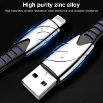 K051 1.2m 3 in 1 USB to 8 Pin + USB-C / Type-C + Micro USB Shark Fabric Data Cable - Image 4