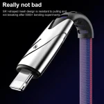 K051 1.2m 3 in 1 USB to 8 Pin + USB-C / Type-C + Micro USB Shark Fabric Data Cable - Image 5