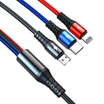 K061 1.2m 5A 3 in 1 USB to 8 Pin + USB-C / Type-C + Micro USB Round Fast Charging Data Cable - Image 3