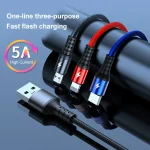 K061 1.2m 5A 3 in 1 USB to 8 Pin + USB-C / Type-C + Micro USB Round Fast Charging Data Cable - Image 5