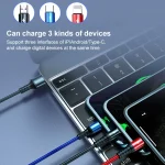 K061 1.2m 5A 3 in 1 USB to 8 Pin + USB-C / Type-C + Micro USB Round Fast Charging Data Cable - Image 10