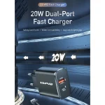 awei PD7 20W QC + PD Fast Charging Travel Charger Power Adapter, EU Plug, EU Plug - Image 2