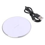 10W QI Plaid Pattern Round Metal Wireless Charger, 10W Metal - Image 4