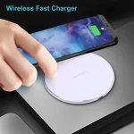 10W QI Plaid Pattern Round Metal Wireless Charger, 10W Metal - Image 7