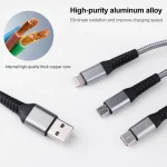 IVON CA39 2.4A Max 8 Pin + Type-C + Micro USB 3 in 1 Charging Cable, Length: 1.2m - Image 2