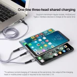 IVON CA39 2.4A Max 8 Pin + Type-C + Micro USB 3 in 1 Charging Cable, Length: 1.2m - Image 4