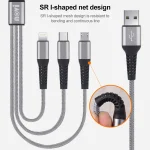 IVON CA39 2.4A Max 8 Pin + Type-C + Micro USB 3 in 1 Charging Cable, Length: 1.2m - Image 5
