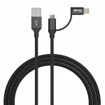 IVON CA51 2.4A USB to 8 Pin + Micro USB 2 in 1 Charging Sync Data Cable, Length: 1m, 8 Pin + Micro USB
