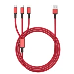Braided 3A 3 in 1 USB to Type-C / 8 Pin / Micro USB Fast Charging Cable, Cable Length: 1.2m, White Plug (Red), White Plug (Black), White Plugaided (Blue) - Image 5