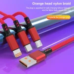 Braided 3A 3 in 1 USB to Type-C / 8 Pin / Micro USB Fast Charging Cable, Cable Length: 1.2m, White Plug (Red), White Plug (Black), White Plugaided (Blue) - Image 3