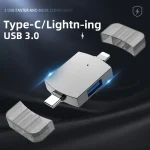 2 in 1 USB 2.0 + USB 3.0 Female to 8 Pin + USB-C / Type-C Male OTG Adapter - Image 5