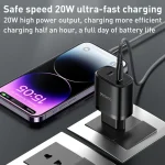 Yesido YC54 Dual USB-C / Type-C Travel Charger with 1m USB-C / Type-C to 8 Pin Cable, EU Plug, YC54 - Image 2