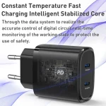 Yesido YC54 Dual USB-C / Type-C Travel Charger with 1m USB-C / Type-C to 8 Pin Cable, EU Plug, YC54 - Image 3