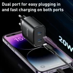 Yesido YC54 Dual USB-C / Type-C Travel Charger with 1m USB-C / Type-C to 8 Pin Cable, EU Plug, YC54 - Image 4