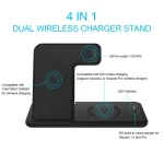 Q20 4 In 1 Wireless Charger Charging Holder Stand Station with Adapter For iPhone / Apple Watch / AirPods, Support Dual Phones Charging, Wireless Charger with Adapter - Image 2