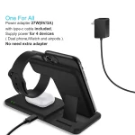 Q20 4 In 1 Wireless Charger Charging Holder Stand Station with Adapter For iPhone / Apple Watch / AirPods, Support Dual Phones Charging, Wireless Charger with Adapter - Image 7