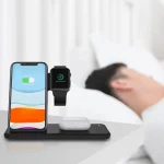 Q20 4 In 1 Wireless Charger Charging Holder Stand Station with Adapter For iPhone / Apple Watch / AirPods, Support Dual Phones Charging, Wireless Charger with Adapter - Image 9