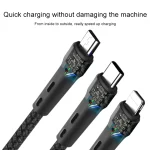 100W 6A Type-C to 8 Pin+Type-C+Micro USB Charging Data Cable, 1.3m - Image 3