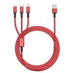 Orange Plug 3A 3 in 1 USB to Type-C / 8 Pin / Micro USB Fast Charging Cable, Cable Length: 1.2m, Orange Plug (Red), Orange Plug (Silver), Orange Plug (Black), Orange Plug (Blue)