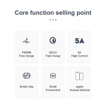 awei PD1 20W PD Type-C + QC 3.0 USB Interface Fast Charging Travel Charger with Data Cable, UK Plug - Image 5