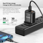 awei PD1 20W PD Type-C + QC 3.0 USB Interface Fast Charging Travel Charger with Data Cable, UK Plug - Image 7