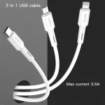 Yesido CA41 5A USB to 8 Pin + Micro + USB-C / Type-C Charging Cable, Length: 1m, CA41 (White), CA41 (Black) - Image 2