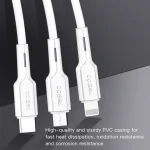 Yesido CA41 5A USB to 8 Pin + Micro + USB-C / Type-C Charging Cable, Length: 1m, CA41 (White), CA41 (Black) - Image 5