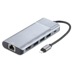 6 in 1 USB 2.0 x 3 + HDMI + RJ45 + 8 Pin Female Charging Port to 8 Pin Male Multi-function Dock Station Adapter - Image 2