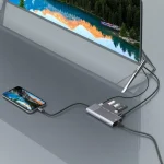 6 in 1 USB 2.0 x 3 + HDMI + RJ45 + 8 Pin Female Charging Port to 8 Pin Male Multi-function Dock Station Adapter - Image 6