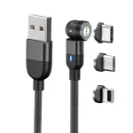 1m 3A Output 3 in 1 USB to 8 Pin + USB-C / Type-C + Micro USB 540 Degree Rotating Magnetic Data Sync Charging Cable, 1m 3 in 1 - Image 13