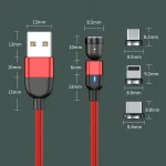 2m 3A Output 3 in 1 USB to 8 Pin + USB-C / Type-C + Micro USB 540 Degree Rotating Magnetic Data Sync Charging Cable, 2m 3 in 1 - Image 2