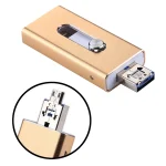 RQW-02 3 in 1 USB 2.0 & 8 Pin & Micro USB 64GB Flash Drive(Gold) - Image 3