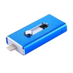 RQW-02 3 in 1 USB 2.0 & 8 Pin & Micro USB 128GB Flash Drive(Blue) - Image 2