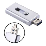 RQW-02 3 in 1 USB 2.0 & 8 Pin & Micro USB 128GB Flash Drive(Silver) - Image 3