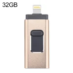 easyflash RQW-01B 3 in 1 USB 2.0 & 8 Pin & Micro USB 32GB Flash Drive(Gold)