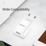 USAMS US-CC075 T18 2.1A Single USB Travel Charger, EU Plug, EU Plug - Image 12