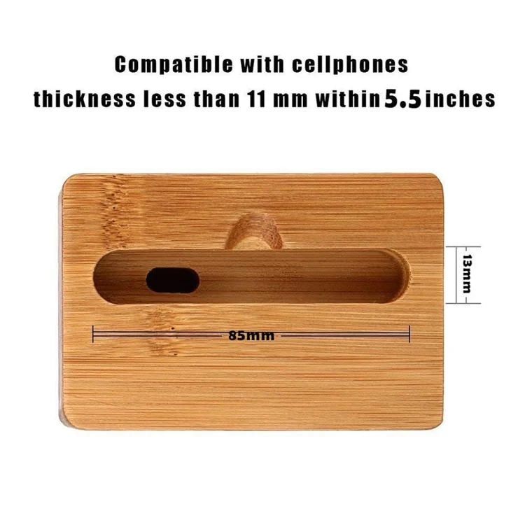 IPXS2350_3.webp HQ-J101 Universal Bamboo Phone Desktop Stand Holder for Smart Phones within 5.5 inches - Image 4