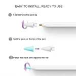 8 PCS Non-slip Mute Wear-resistant Nib Cover for Apple Pencil 1 / 2, Dark Blue, Mint Green, Transparent, White - Image 3