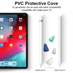 8 PCS Non-slip Mute Wear-resistant Nib Cover for Apple Pencil 1 / 2, Dark Blue, Mint Green, Transparent, White - Image 4