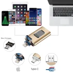 Richwell 3 in 1 128G Type-C + 8 Pin + USB 3.0 Metal Push-pull Flash Disk with OTG Function - Image 3