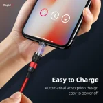 1m 2A Output 3 in 1 USB to 8 Pin + USB-C / Type-C + Micro USB Nylon Braided Rotate Magnetic Charging Cable, 1m 3 in 1 - Image 10