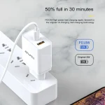 awei C-980 18W PD USB-C / Type-C + QC 3.0 USB Interface Fast Charging Travel Charger, EU Plug - Image 7