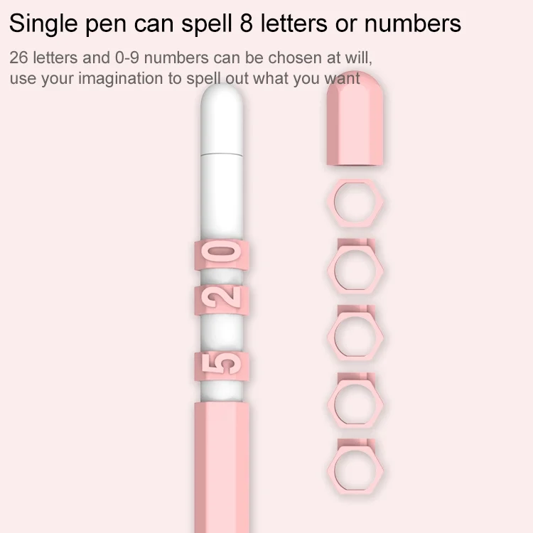 MBC0367F_3.webp LOVE MEI For Apple Pencil 1 Number Letter Design Stylus Pen Silicone Protective Case Cover, For Apple Pencil 1 - Image 4