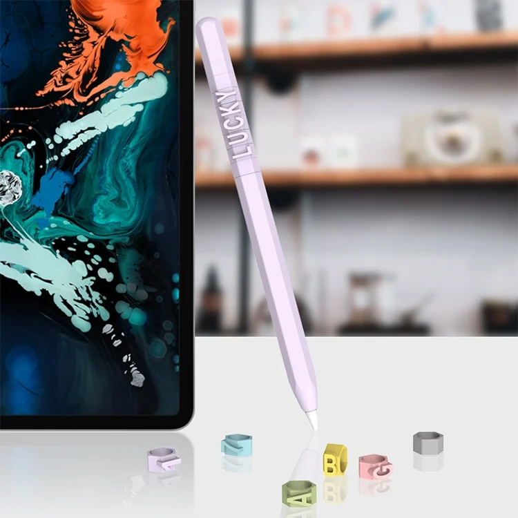 MBC0368F_6.webp LOVE MEI For Apple Pencil 2 Number Letter Design Stylus Pen Silicone Protective Case Cover, For Apple Pencil 2 - Image 7