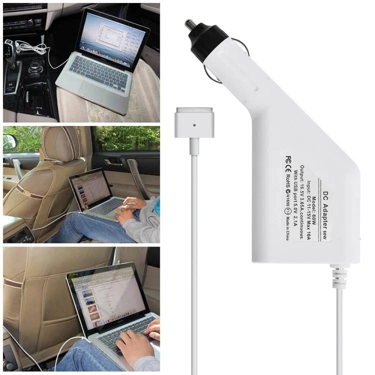 MBC1383W_5.webp 60W 16.5V 3.65A 5 Pin T Style MagSafe 2 Car Charger with 1 USB Port for Apple Macbook A1465 / A1502 / A1435 / MD212 / MD2123 / MD662, Length: 1.7m - Image 6