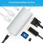 8 in 1 Hub Type-C HUB+ USB-C / Type-C to USB-C / Type-C & HDMI & SD & TF & 2 USB & VGA & Rj45 Adapter - Image 3