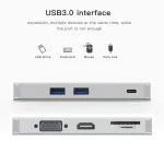 8 in 1 Hub Type-C HUB+ USB-C / Type-C to USB-C / Type-C & HDMI & SD & TF & 2 USB & VGA & Rj45 Adapter - Image 5