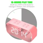 AEC BT501 Bluetooth 5.0 Mini Speaker with LED & Alarm Clock & Clock & Mirror, Support 32G TF Card, BT501 - Image 4